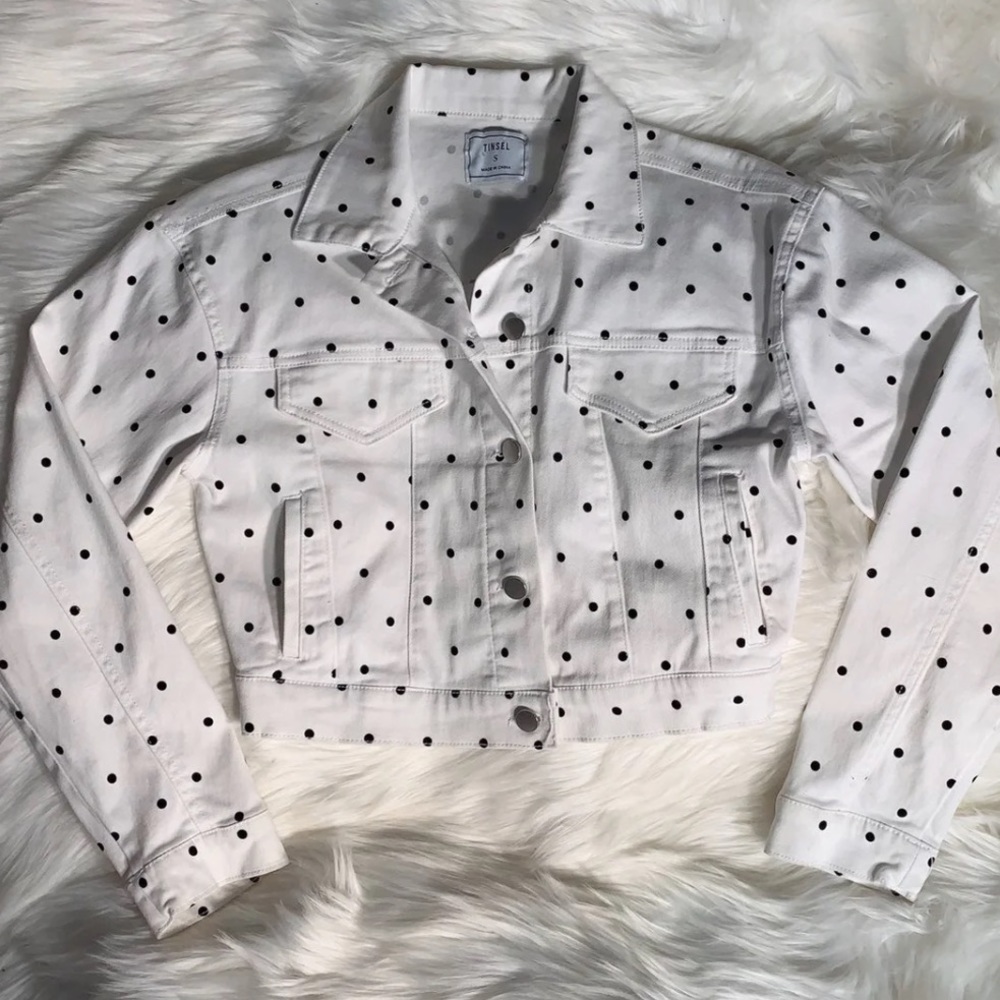 Tinsel Small Polka Dot Short Cropped Jacket